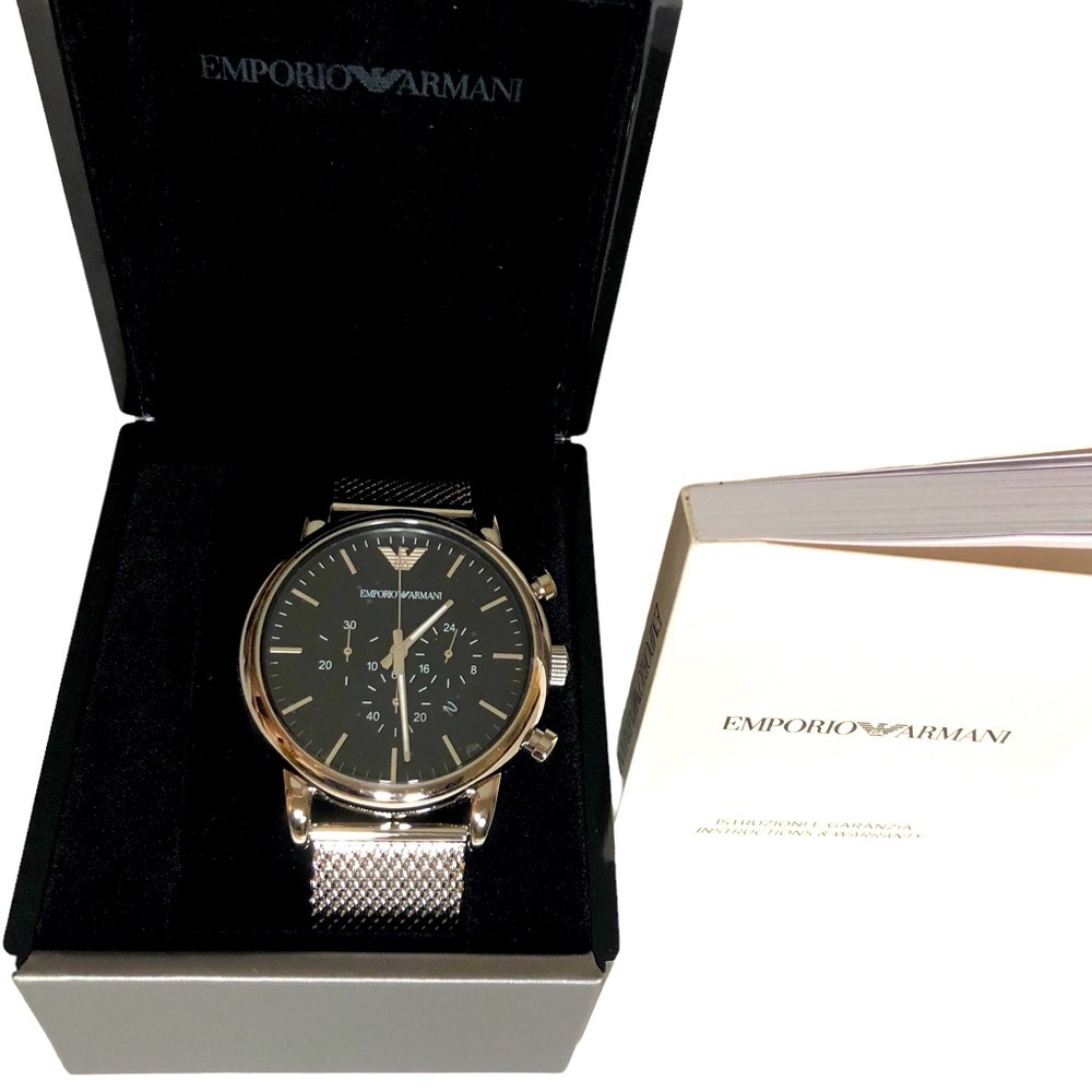 EMPORIO Armani Watch Chronograph Steel Mesh Suit Business Casual Aviator AR1808